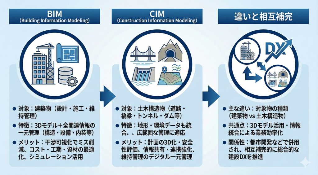BIM/CIMとは何かについて表したイメージ
