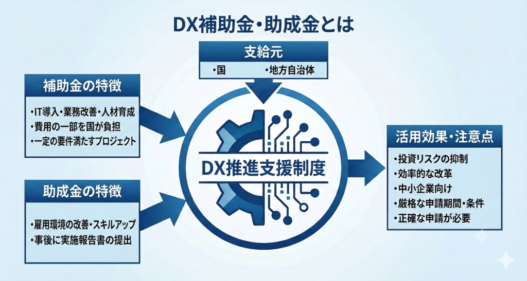 建設業界におけるDX補助金・助成金とは何かについて表したイメージ