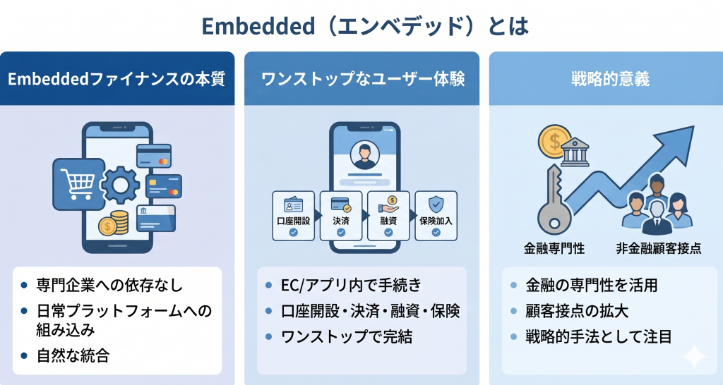 金融業界においてEmbeddedとは何かについて示したイメージ
