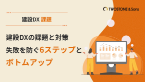 建設DXの課題と対策｜失敗を防ぐ6ステップとボトムアップのイメージ