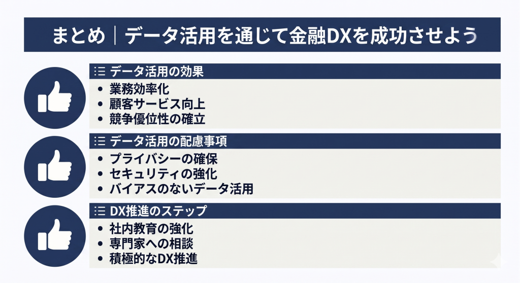 金融業界においてデータ活用を通じて金融DXを成功させる様子を表したイメージ