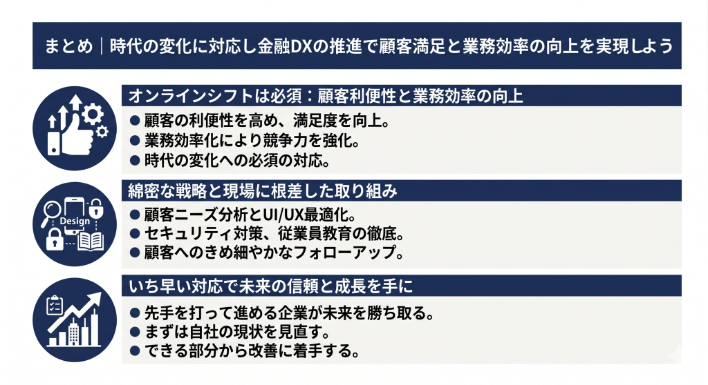 金融DXの推進により顧客満足と業務効率の向上を達成することを示したイメージ