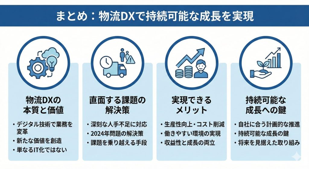 物流DXで持続可能な成長の実現を目指す様子を表したイメージ