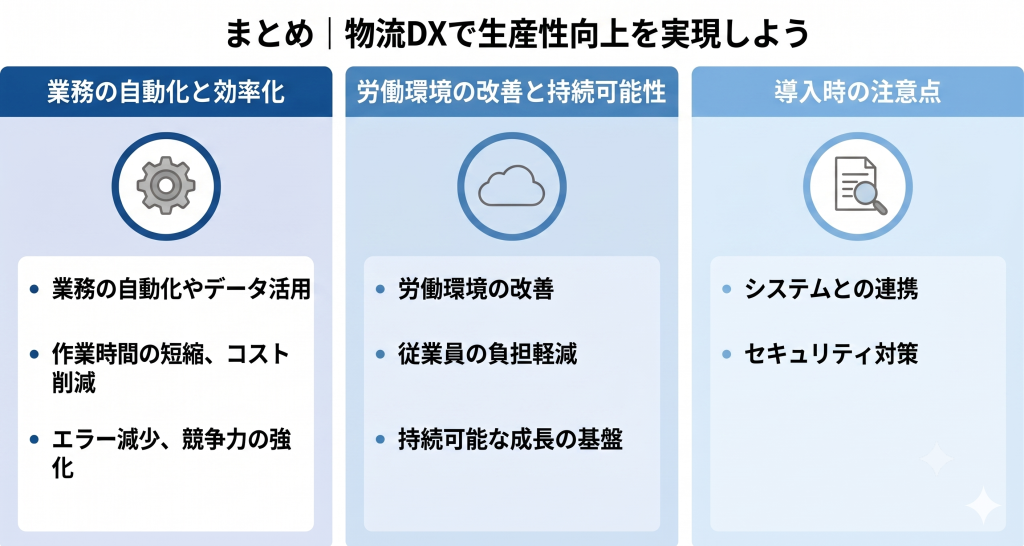 物流DXで生産性向上の実現を目指す様子を表したイメージ
