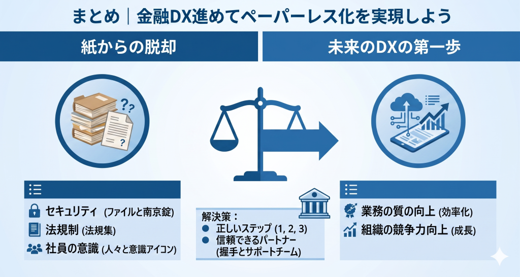 金融DX推進によりペーパーレス化を実現を推奨する様子を表したイメージ