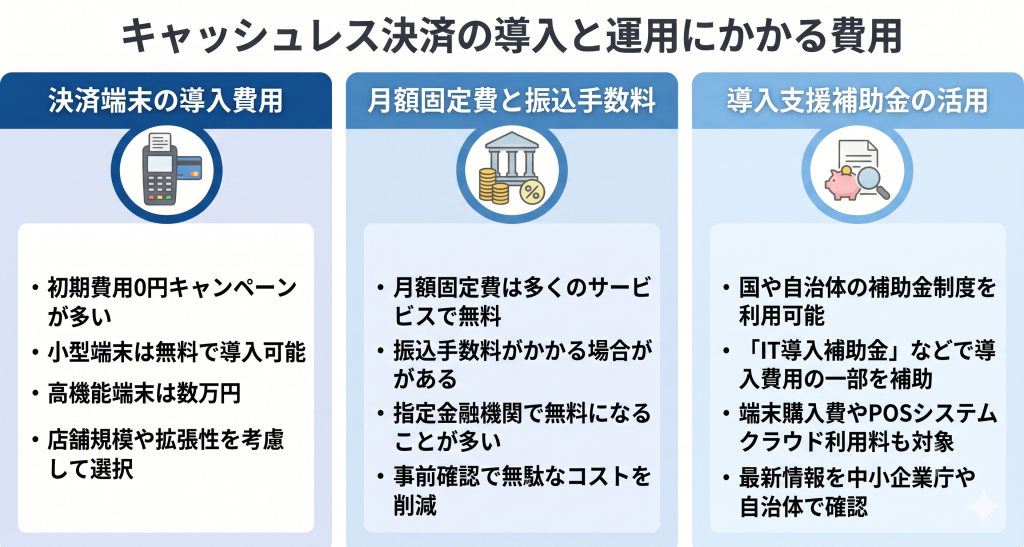 キャッシュレス決済の導入と運用にかかる費用のイメージ