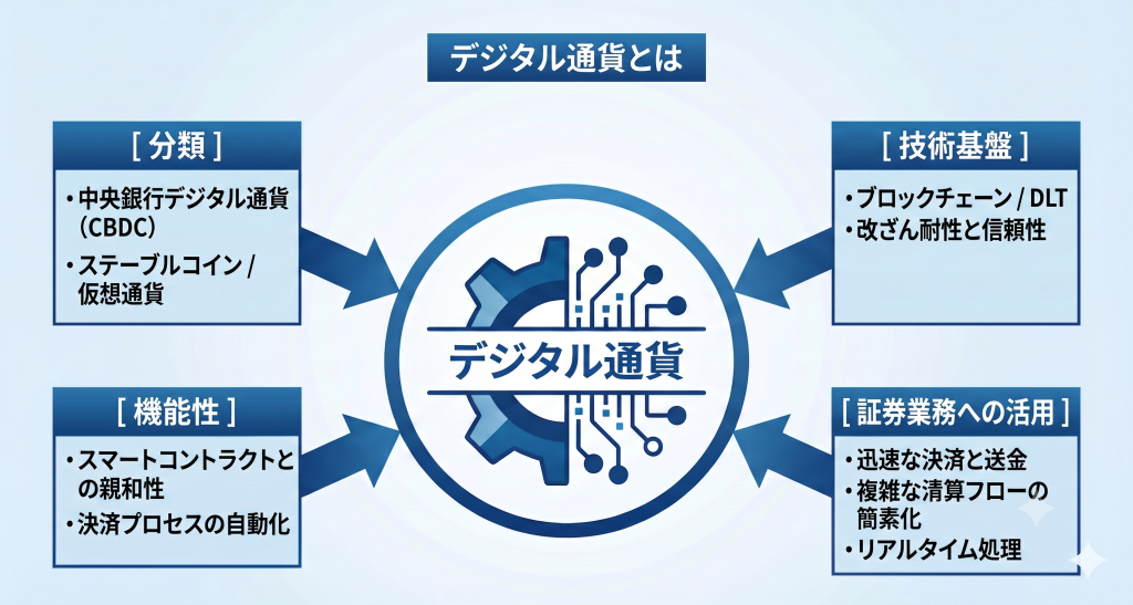 デジタル通貨とは何かについて表したイメージ