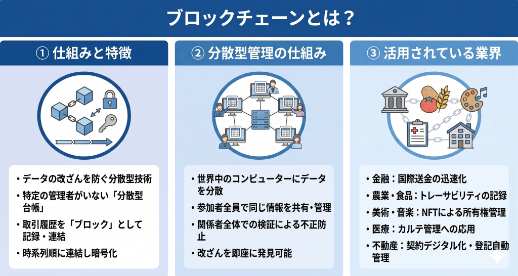 ブロックチェーンとはを表しているイメージ