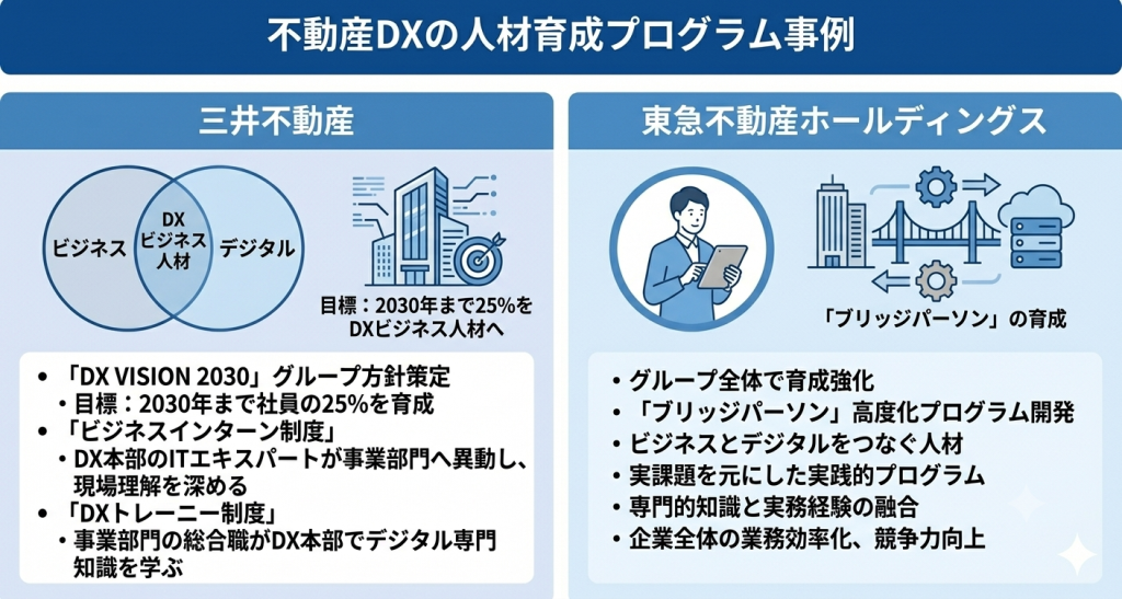 不動産DXの人材育成プログラム事例を表したイメージ