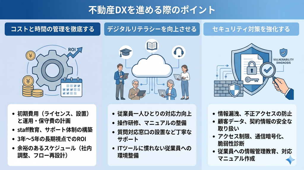 不動産DXを進める際のポイントのイメージ