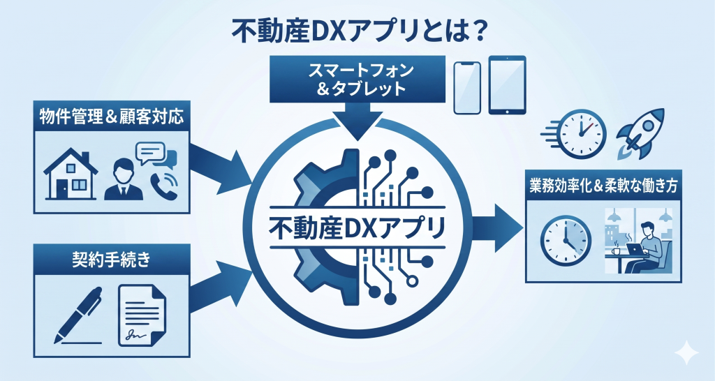 不動産DXアプリとは何かを表したイメージ