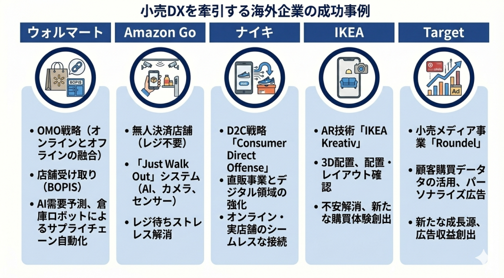 小売DXを牽引する海外企業の成功事例のイメージ