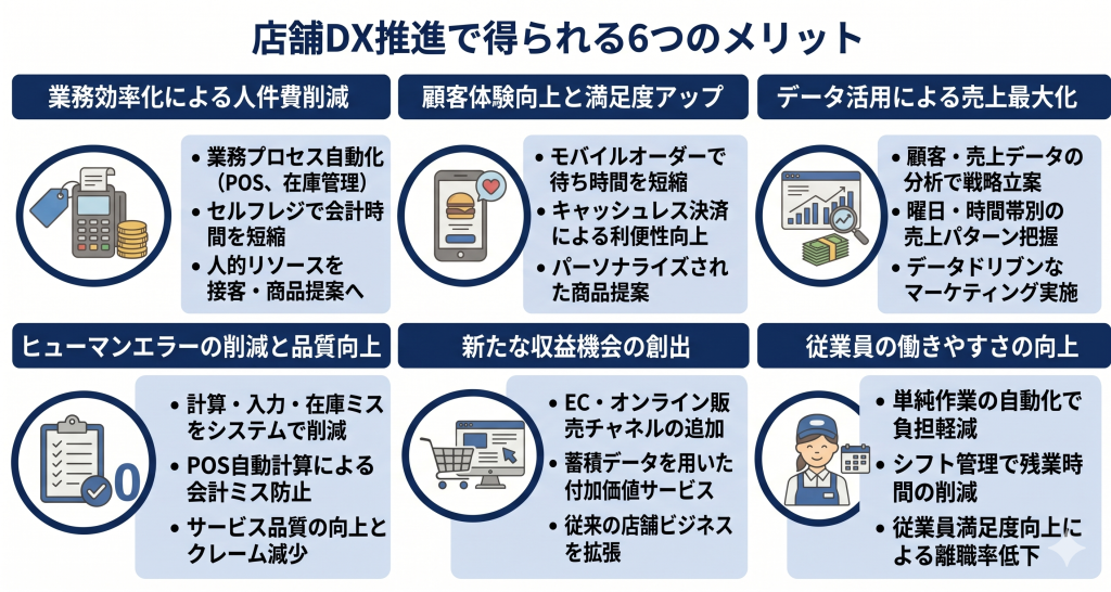 店舗DX推進で得られるメリットのイメージ