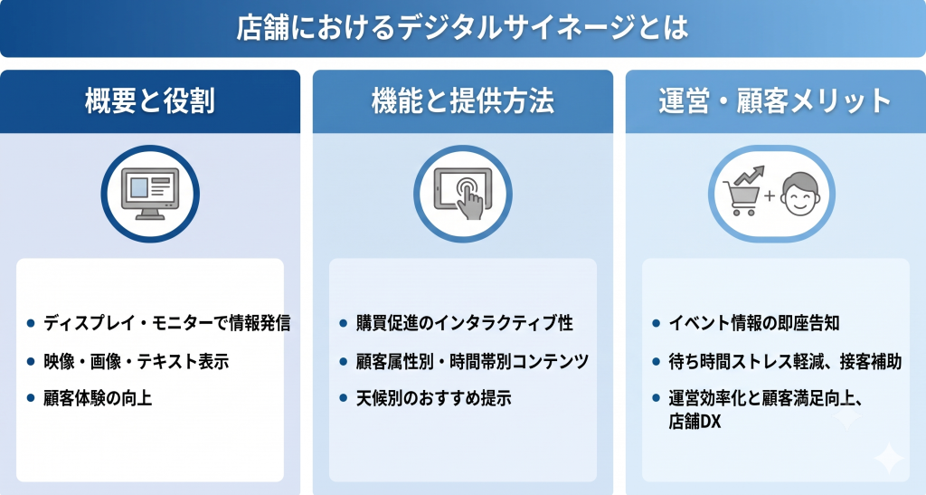 店舗におけるデジタルサイネージとはを表したイメージ