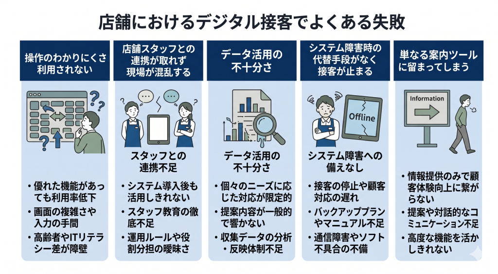 店舗におけるデジタル接客での失敗のイメージ