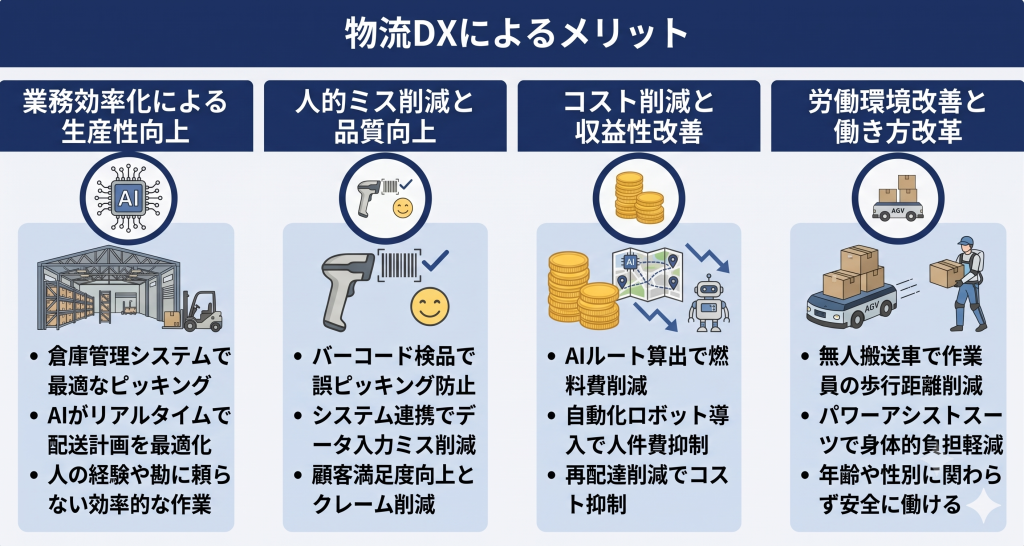 物流DXによるメリットのイメージ