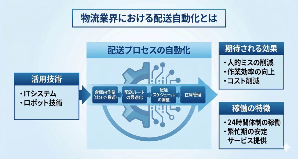 物流業界における配送自動化のイメージ