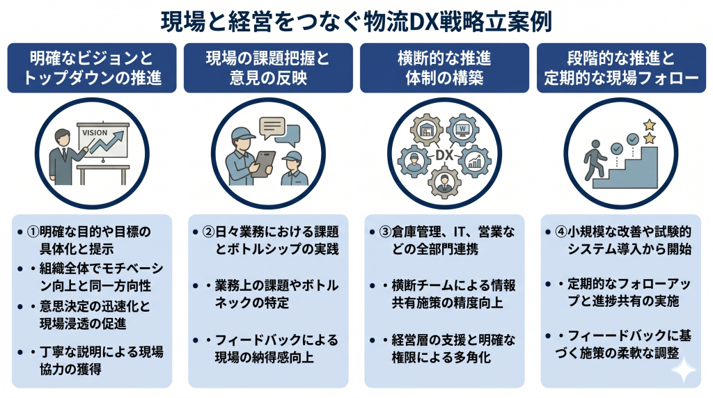 物流DXの戦略立案例を示すイメージ