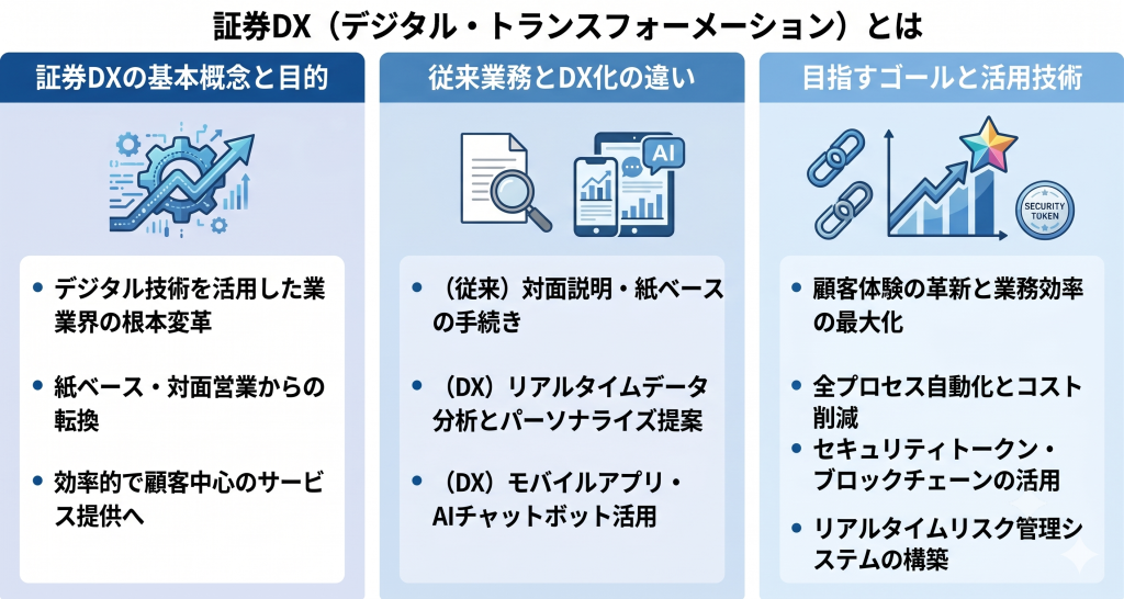 証券DXとは何かについて表したイメージ