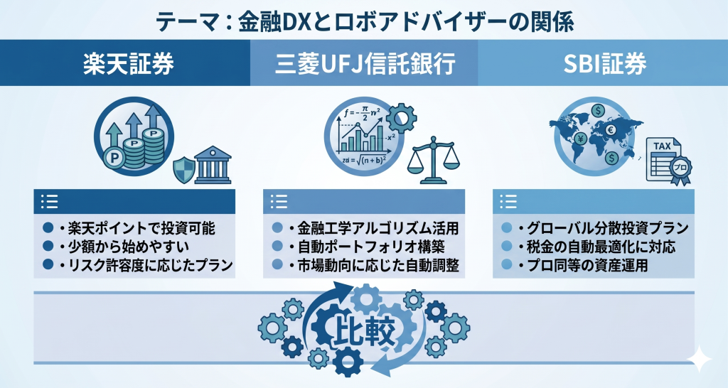 金融DXとロボアドバイザーの関係を示したイメージ