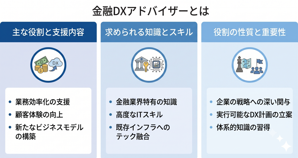 金融業界における金融DXアドバイザーとは何かについて示したイメージ