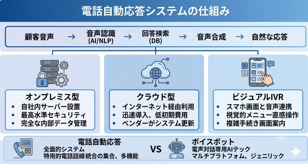 電話自動応答システムの仕組みを表したイメージ