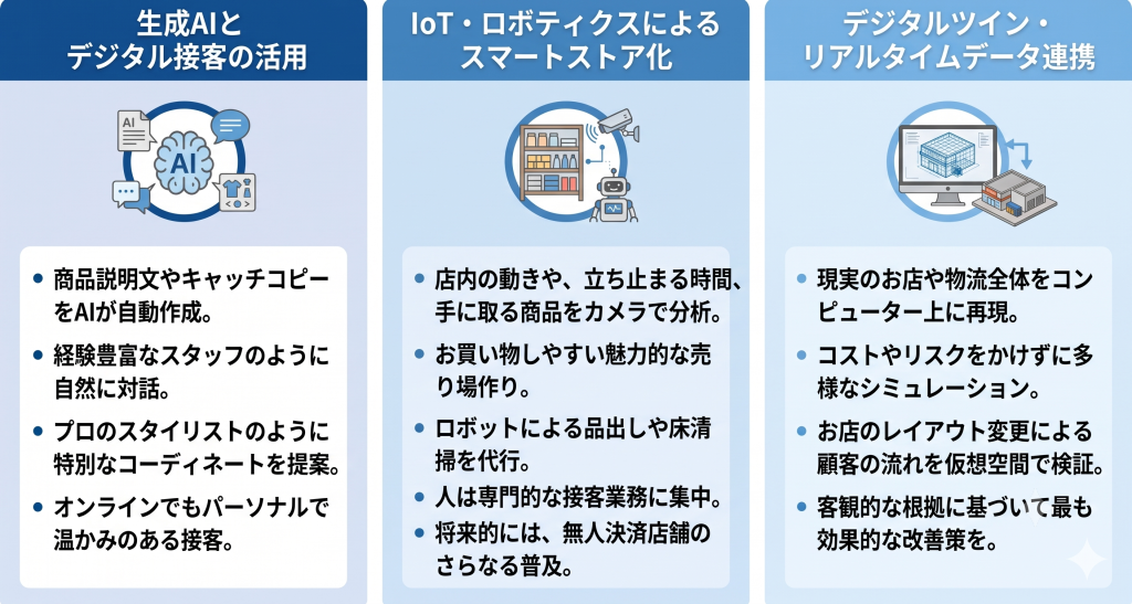 小売りDXが次世代で取り組む領域を示したイメージ
