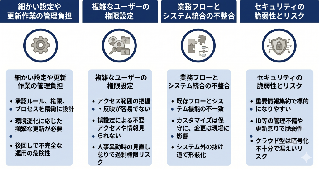 ERPによって内部統制を図る際の課題のイメージ