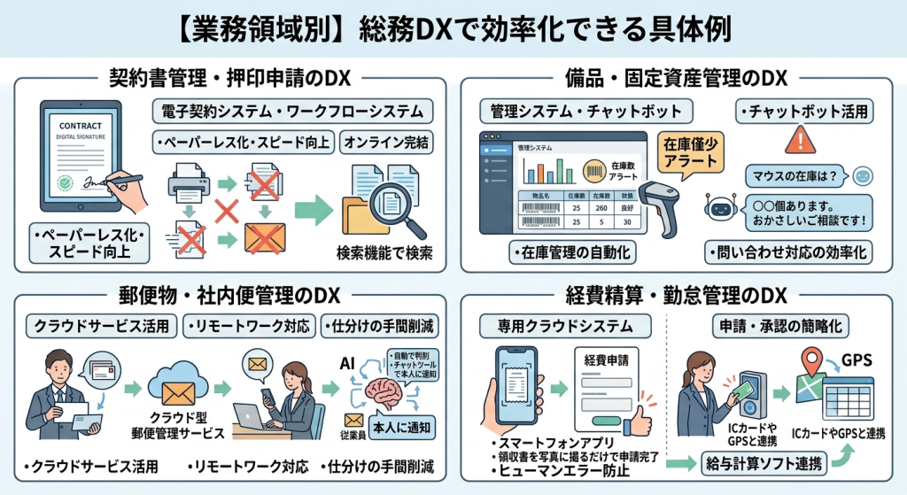 日常業務の効率化を実現する総務DXのイメージ
