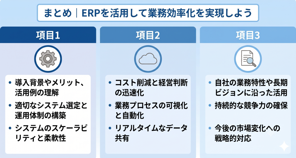 ERPを活用して業務効率化を実現しているイメージ