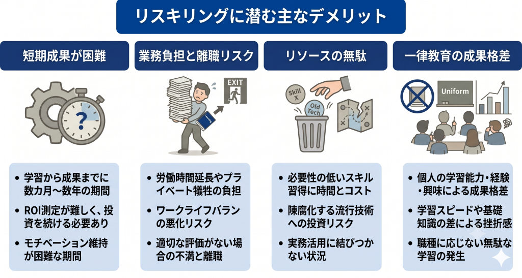 リスキリングのデメリットのイメージ