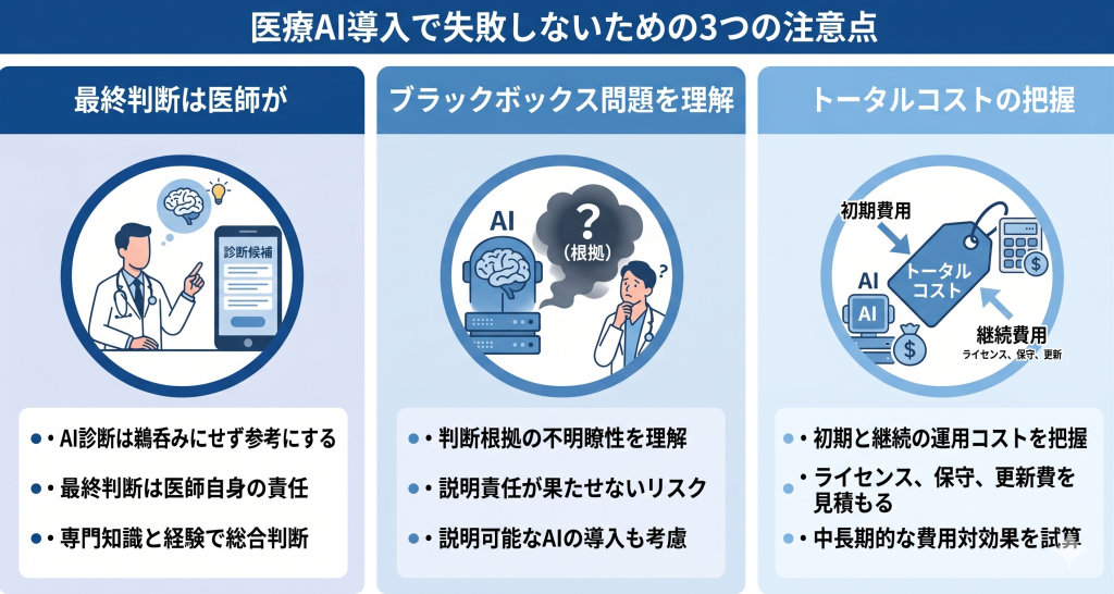 医師の責任ある判断とAIの補助を両立させる医療DXのイメージ