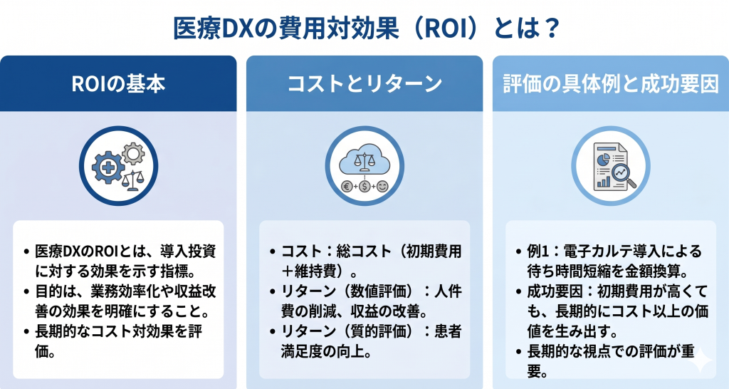 医療DXの費用対効果（ROI）のイメージ