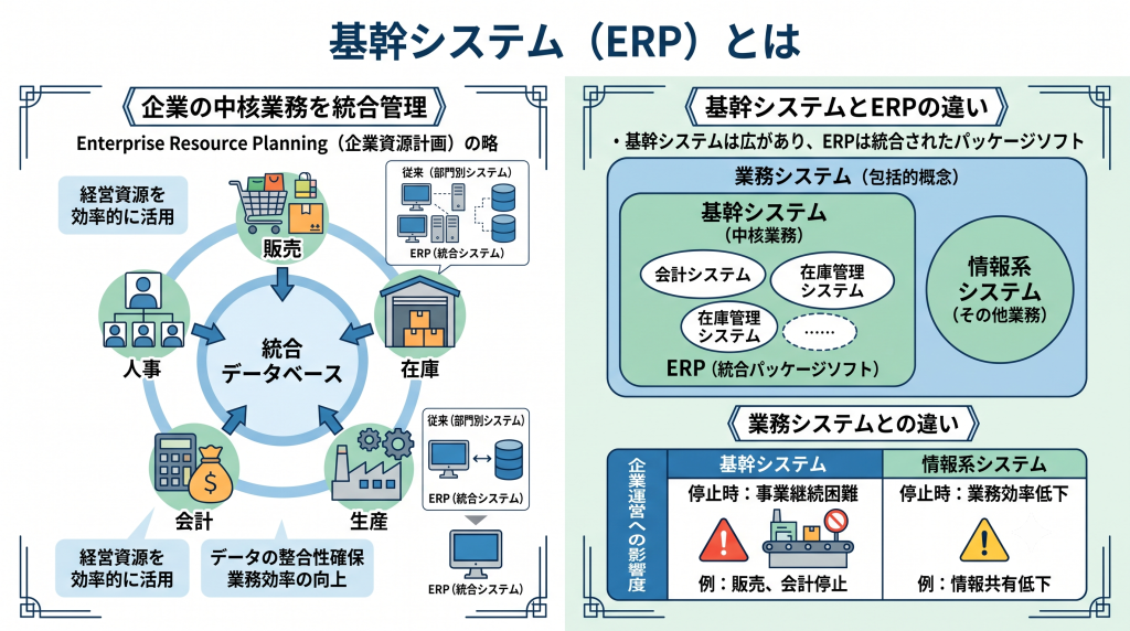 基幹システム（ERP）とはを表したイメージ