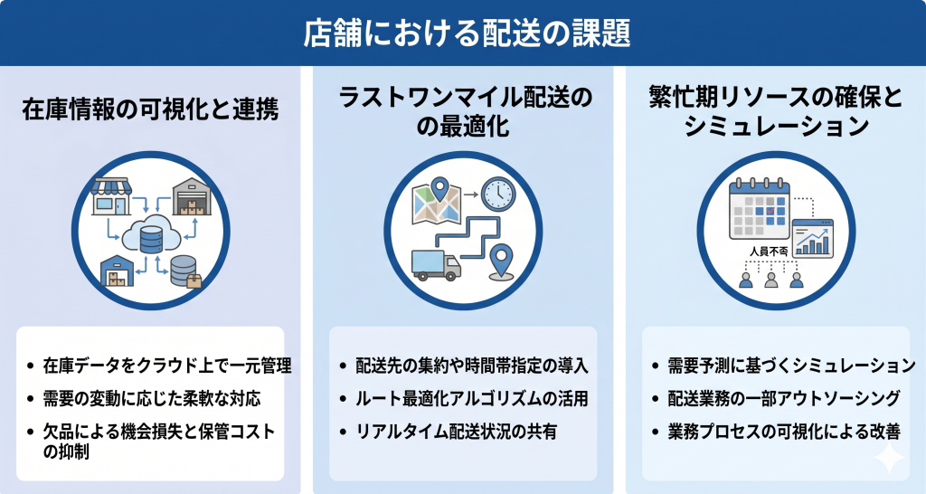 店舗における配送の課題のイメージ