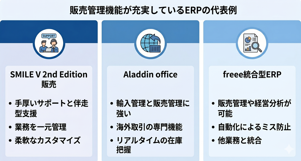 販売管理機能が充実しているERPのイメージ