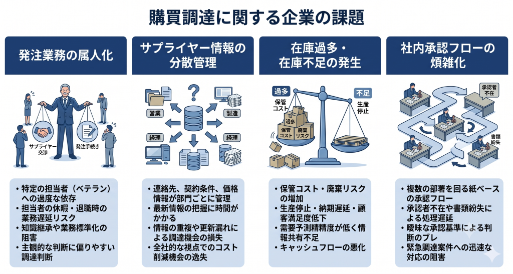 購買調達に関する企業の課題のイメージ