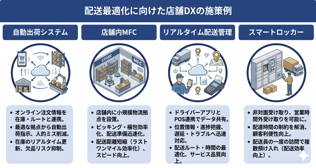 配送最適化に向けた店舗DXの施策例のイメージ