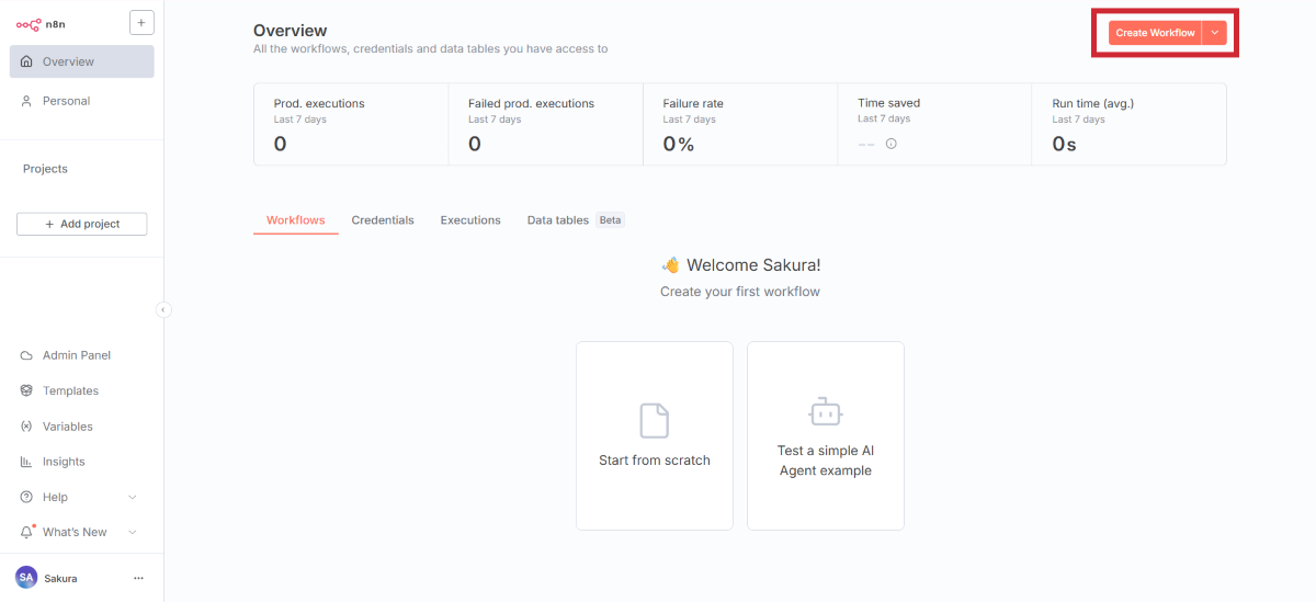 n8nログイン画面のイメージ