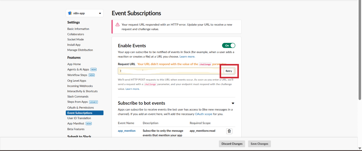 Retryクリックを指示するイメージ