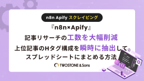 『n8n×Apify』記事リサーチの工数を大幅削減｜上位記事のHタグ構成を瞬時に抽出してスプレッドシートにまとめる方法のイメージ