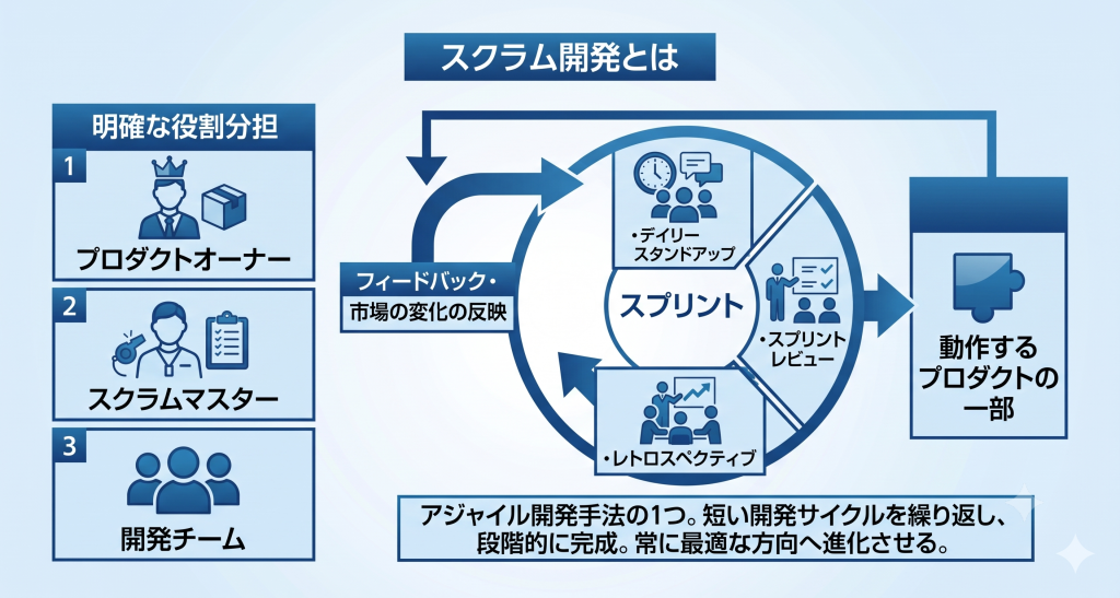 スクラム開発とは何かを表しているイメージ