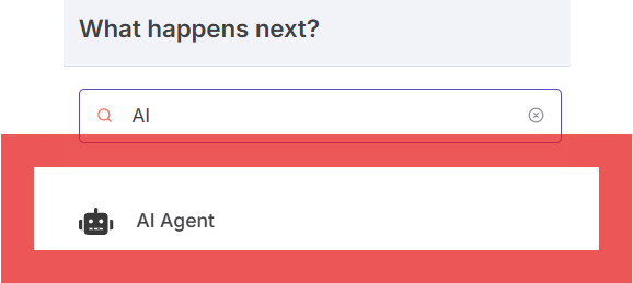 n8nの検索欄からノードを選択して連携させるAIエージェントの画面