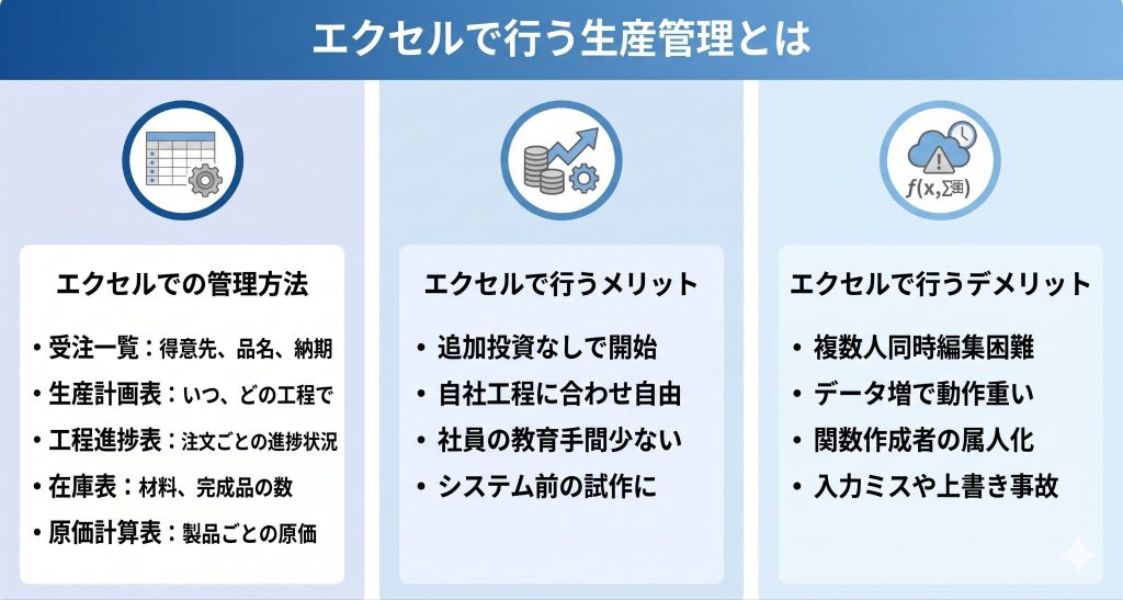 エクセルで行う生産管理とはを表したイメージ